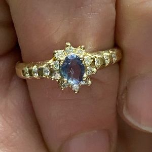 14k natural alexandrine and diamond ring